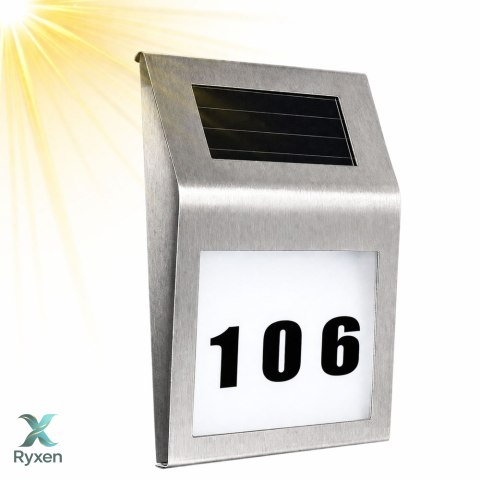 Solarna Lampa LED Kinkiet z Numerem Domu Podświetlany Ze Stali Nierdzewnej LEAN