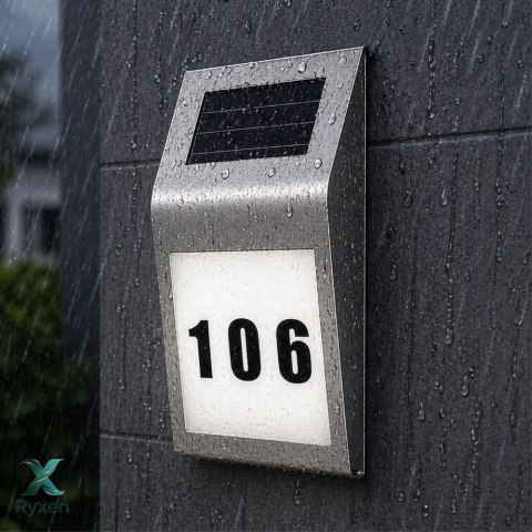 Solarna Lampa LED Kinkiet z Numerem Domu Podświetlany Ze Stali Nierdzewnej LEAN