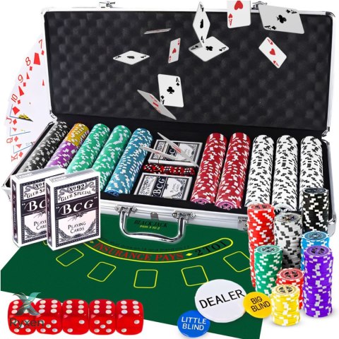 Zestaw do pokera 500 żetonów walizka karty texas kostki żetony poker duży - dr294 RTO