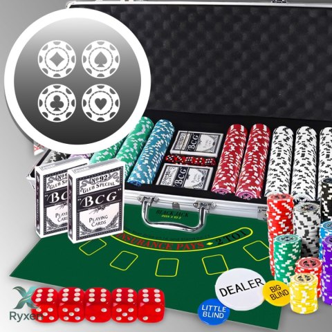 Zestaw do pokera 500 żetonów walizka karty texas kostki żetony poker duży - dr294 RTO