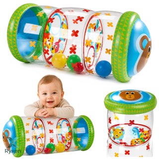 Dmuchany Walec Wałek Z Piłkami Do Raczkowania Dla Malucha Miś 51 x22 cm LEAN TOYS