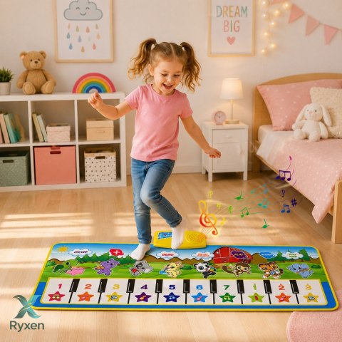 Mata Muzyczna Edukacyjna Pianinko Zwierzątka Dźwięki Instrumentów 100x36 cm LEAN TOYS