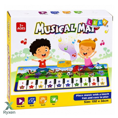 Mata Muzyczna Edukacyjna Pianinko Zwierzątka Dźwięki Instrumentów 100x36 cm LEAN TOYS