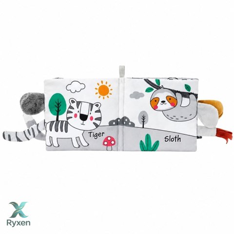 Miękka Książeczka Sensoryczna Ze Słonikiem Szeleszcząca Piszcząca Szara LEAN TOYS