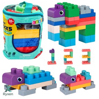 Miękkie Klocki Konstrukcyjne Sensoryczne W Worku Dla Dzieci Kolorowe 30 el. LEAN TOYS