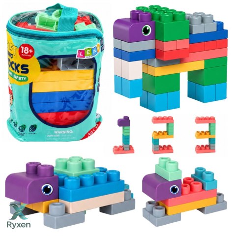 Miękkie Klocki Konstrukcyjne Sensoryczne W Worku Dla Dzieci Kolorowe 30 el. LEAN TOYS