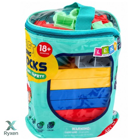 Miękkie Klocki Konstrukcyjne Sensoryczne W Worku Dla Dzieci Kolorowe 30 el. LEAN TOYS