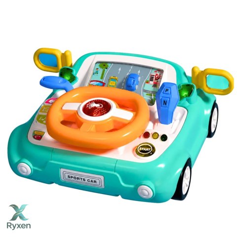 Panel Interaktywny Symulator Jazdy Autko Światła Dźwięki Niebieski LEAN TOYS