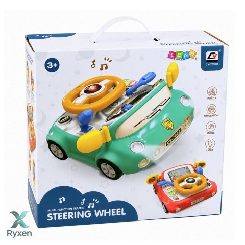 Panel Interaktywny Symulator Jazdy Autko Światła Dźwięki Niebieski LEAN TOYS