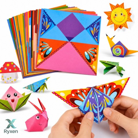 Zestaw Do Origami Papier Kolorowy Książeczka Instruktażowa 100 Arkuszy LEAN