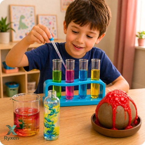 Zestaw Edukacyjny Doświadczalny Mały Chemik 14w1 Eksperymenty Wulkan LEAN TOYS