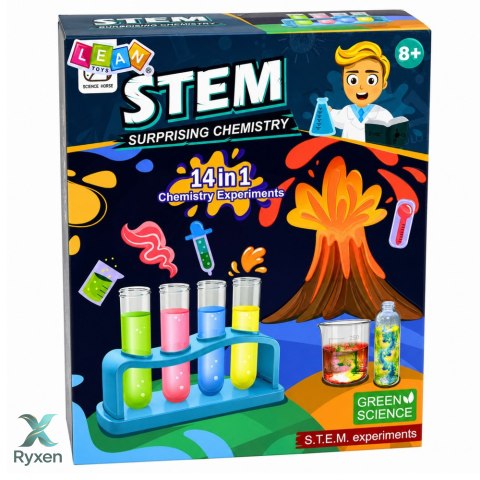 Zestaw Edukacyjny Doświadczalny Mały Chemik 14w1 Eksperymenty Wulkan LEAN TOYS