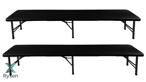 Stół ogrodowy składany 180cm + 2 ławki- czarny GARDLOV