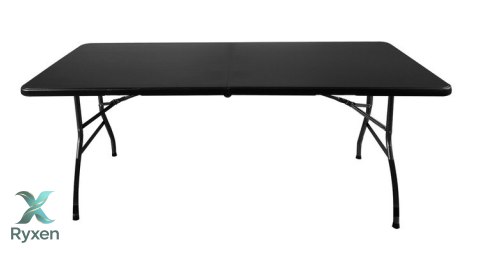 Stół ogrodowy składany 180cm + 2 ławki- czarny GARDLOV