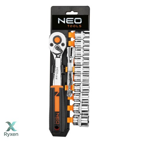 Zestaw kluczy nasadowych 3/8", 12 szt., CrV NEO TOOLS