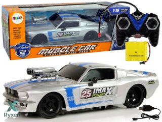 Auto Sportowe R/C 1:16 Srebrne Niebieskie Pasy Pilot LEAN TOYS
