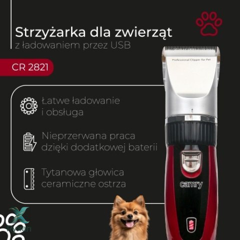 CR 2821 Strzyżarka dla zwierząt z ładowaniem przez usb CAMRY