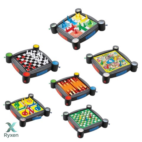 Zestaw Gier Planszowych 7w1 Warcaby Chińczyk Węże i Drabiny Tryktrak Ludo LEAN TOYS