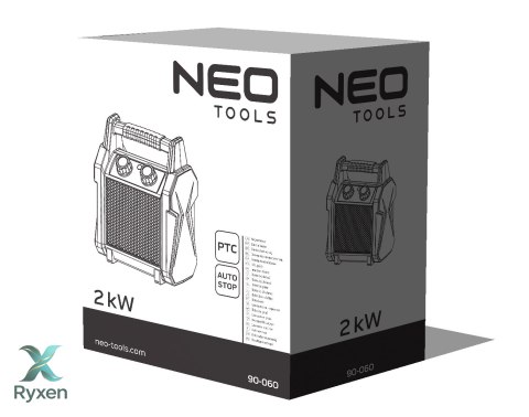 Nagrzewnica elektryczna ceramiczna PTC, 2kW nowy model NEO TOOLS