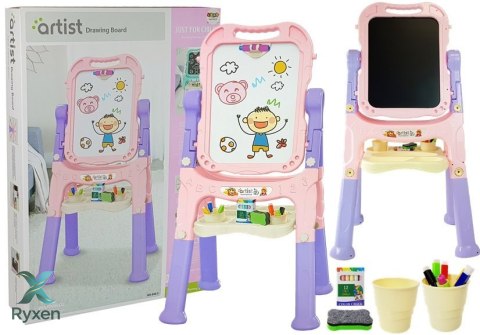 Tablica Magnetyczna Kredowa 2w1 Różowo-Fioletowa Akcesoria LEAN TOYS