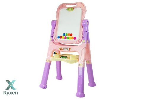 Tablica Magnetyczna Kredowa 2w1 Różowo-Fioletowa Akcesoria LEAN TOYS