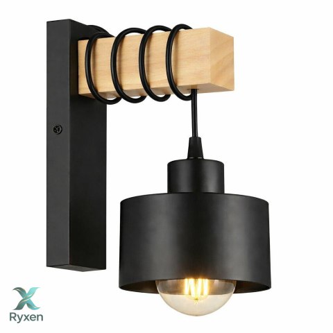 ZD192 Lampa ścienna drewno czarna ATL