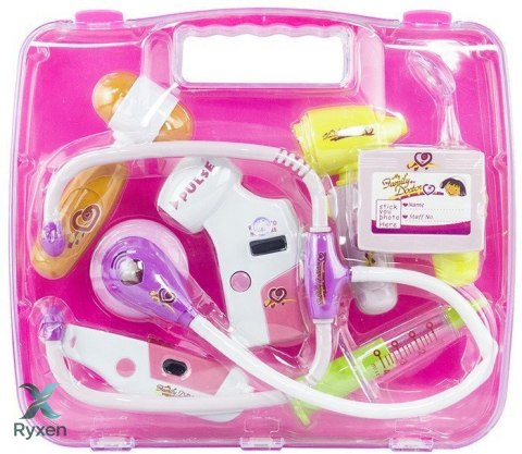 Zestaw Lekarski W Walizce Stetoskop Akcesoria Światła Dźwięki Różowy LEAN TOYS