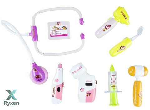 Zestaw Lekarski W Walizce Stetoskop Akcesoria Światła Dźwięki Różowy LEAN TOYS