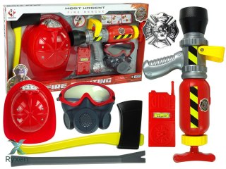 Zestaw Straż Pożarna Gaśnica Na Wodę Maska Kask Czerwony LEAN TOYS