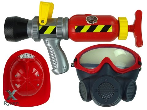 Zestaw Straż Pożarna Gaśnica Na Wodę Maska Kask Czerwony LEAN TOYS