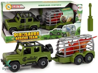 Auto Terenowe Transporter Do Rozkręcania DIY Zielony Dinozaur LEAN TOYS