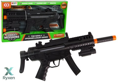Duży Pistolet Karabin Maszynowy na baterie Światło Dźwięk Wibracje LEAN TOYS