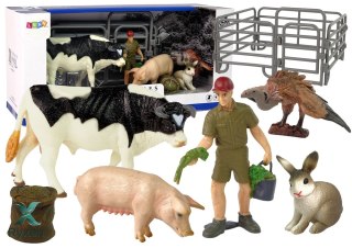 Duży Zestaw Figurek Farma Wieś Krowa Świnia Zając Sęp LEAN TOYS