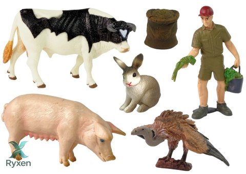 Duży Zestaw Figurek Farma Wieś Krowa Świnia Zając Sęp LEAN TOYS