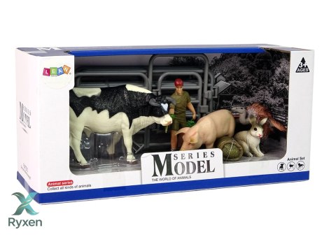 Duży Zestaw Figurek Farma Wieś Krowa Świnia Zając Sęp LEAN TOYS