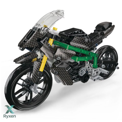 Klocki Konstrukcyjne Motocykl Wyścigowy Sportowy Czarny 656 el. LEAN TOYS