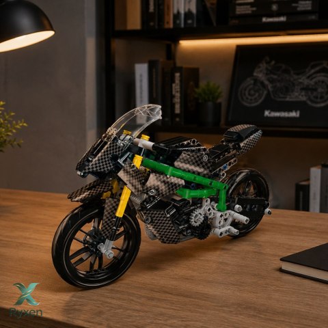 Klocki Konstrukcyjne Motocykl Wyścigowy Sportowy Czarny 656 el. LEAN TOYS