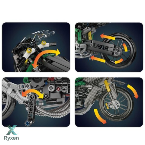 Klocki Konstrukcyjne Motocykl Wyścigowy Sportowy Czarny 656 el. LEAN TOYS