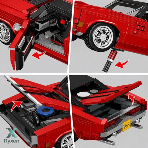Klocki Konstrukcyjne Samochód Sportowy Charger Czerwony 1869 el. LEAN TOYS