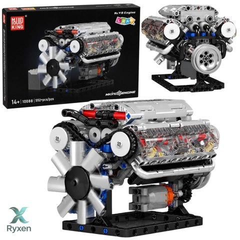 Klocki Konstrukcyjne Silnik V8 Model Mechaniczny Ruchome Tłoki 552 el. LEAN TOYS