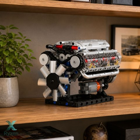 Klocki Konstrukcyjne Silnik V8 Model Mechaniczny Ruchome Tłoki 552 el. LEAN TOYS