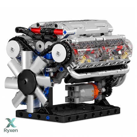 Klocki Konstrukcyjne Silnik V8 Model Mechaniczny Ruchome Tłoki 552 el. LEAN TOYS