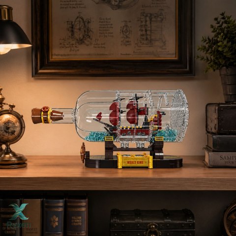Klocki Konstrukcyjne Statek w Butelce Żaglowiec Dekoracyjny Brązowy 885 el. LEAN TOYS