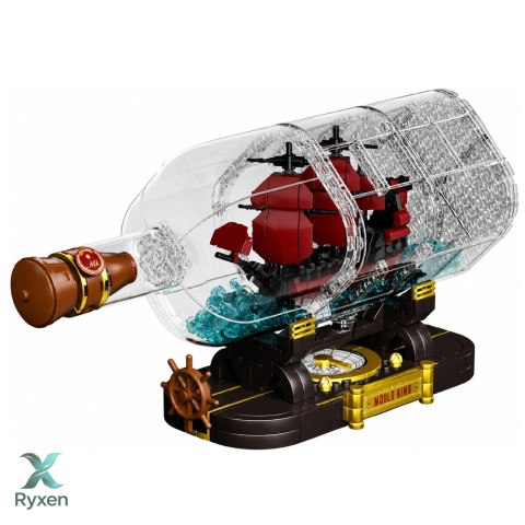 Klocki Konstrukcyjne Statek w Butelce Żaglowiec Dekoracyjny Brązowy 885 el. LEAN TOYS