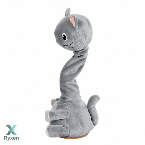 Pluszowy Tańczący Kot Zabawka Interaktywna Muzyczna Dźwięki Maskotka Szary LEAN TOYS