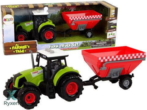 Traktor Farma Odpinana Przyczepa Na Zboże Dźwięk Zielony LEAN TOYS
