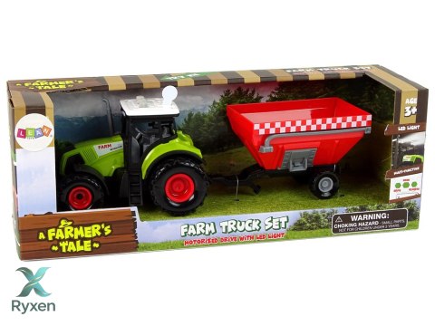 Traktor Farma Odpinana Przyczepa Na Zboże Dźwięk Zielony LEAN TOYS