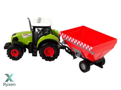 Traktor Farma Odpinana Przyczepa Na Zboże Dźwięk Zielony LEAN TOYS