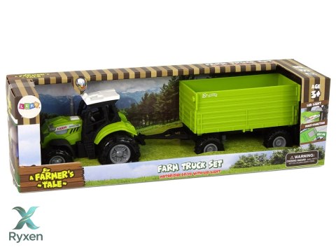 Traktor Rolniczy z Przyczepą Światłą Dźwięki Zielony LEAN TOYS