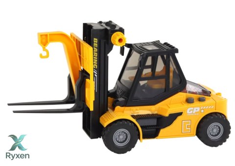 Wózek Widłowy 1:16 Ruchome Widły Dźwięki Światła Żółty LEAN TOYS